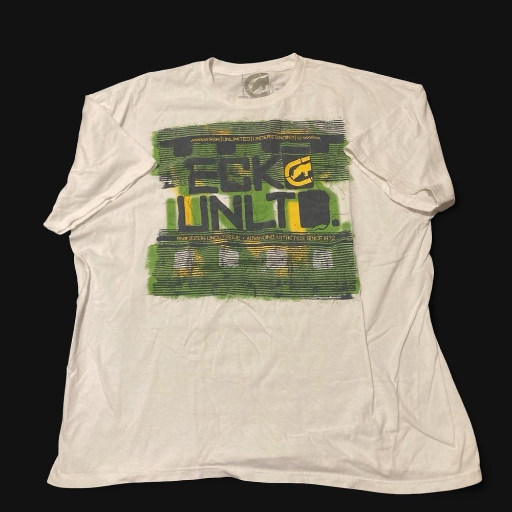Ecko Unltd white graphic tee shirt cotton graffiti style Men's XXL/25.5